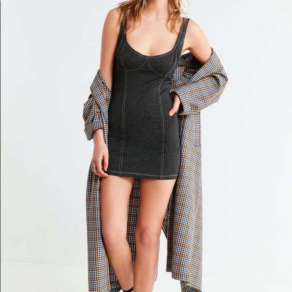 Urban Outfitters Contrast Stitch Denim Mini Dress